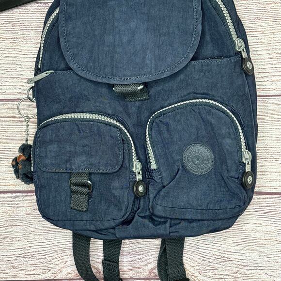 Kipling Navy Blue Small Lovebug Travel Daily Backpack Clean with Keychain - Picture 5 of 12